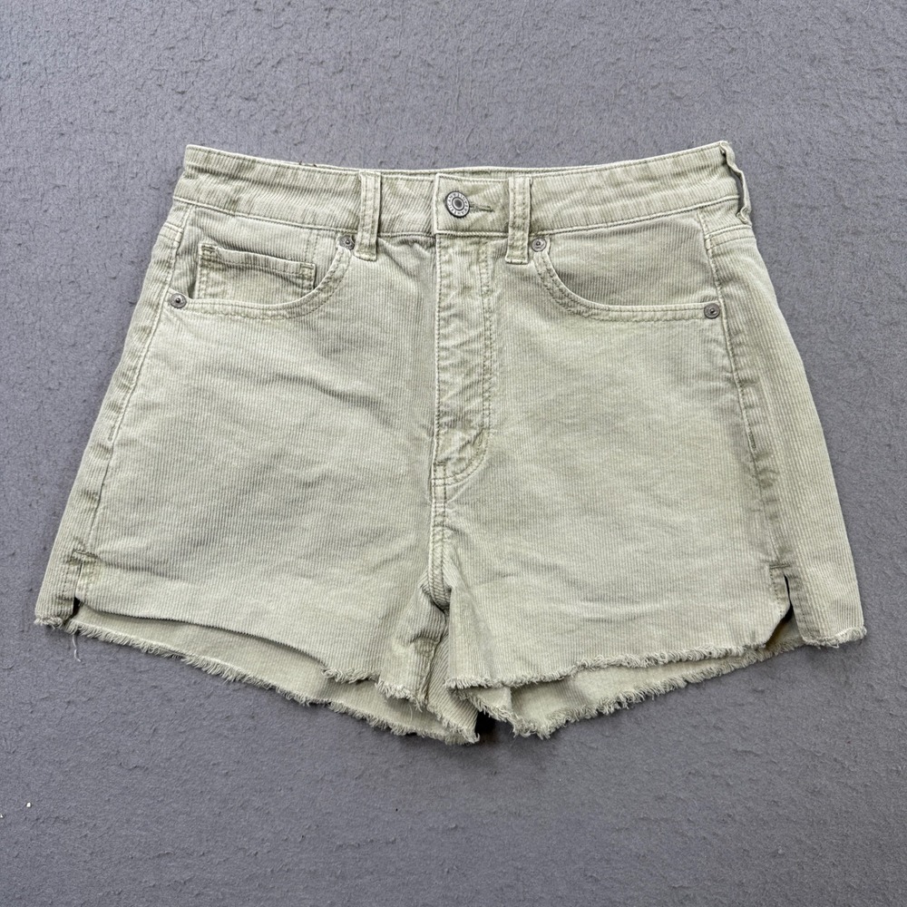 American Eagle Shorts Women's 6 Green Corduroy Cut Off High Rise Stretch Summer
